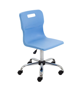 Titan Swivel Senior Chair with Chrome Base and Castors Size 5-6 | Sky Blue/Chrome
