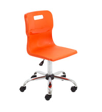 Load image into Gallery viewer, Titan Swivel Senior Chair with Chrome Base and Castors Size 5-6 | Orange/Chrome
