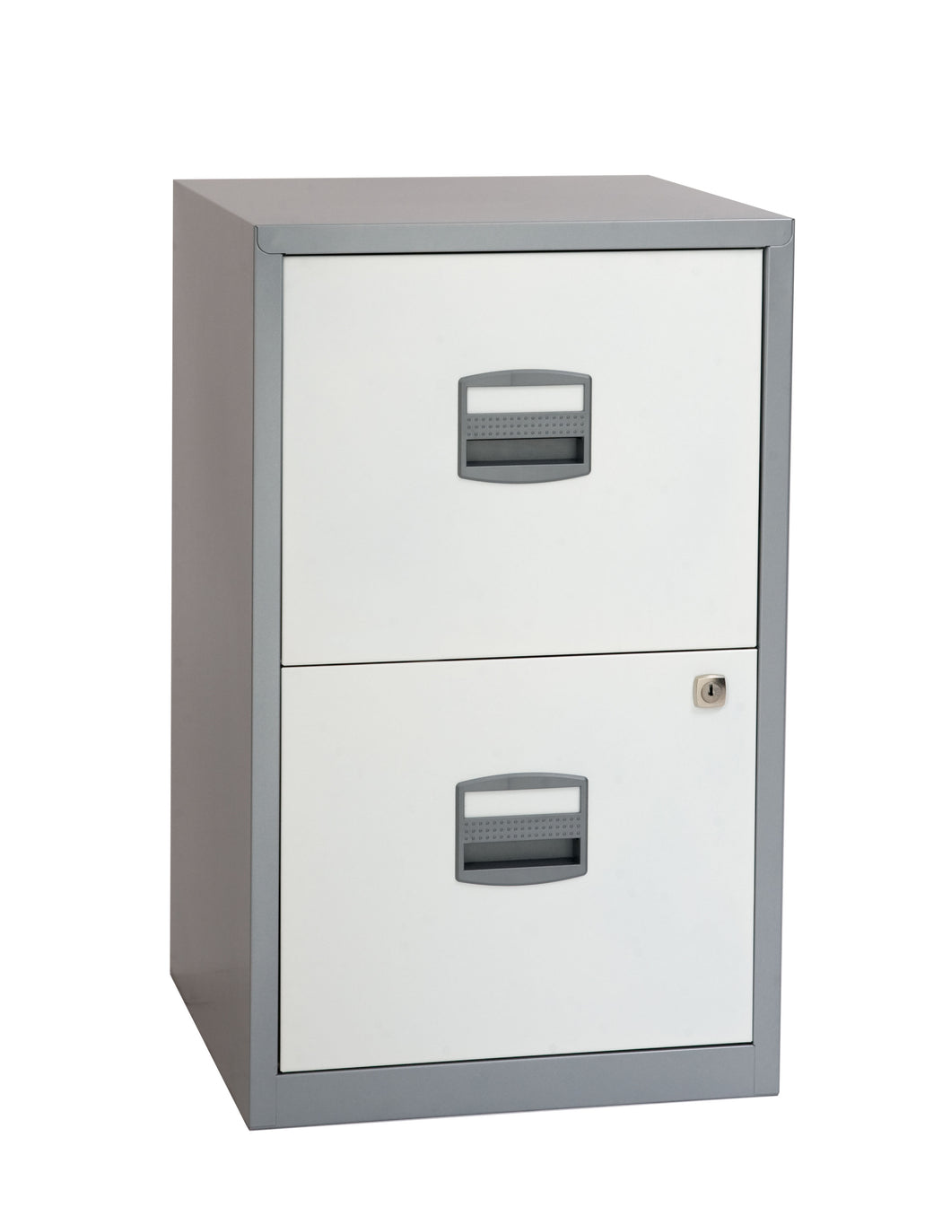 Bisley A4 Static Home Filer with 2 Drawers | Silver/White