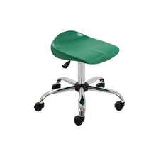 Load image into Gallery viewer, Titan Swivel Senior Stool with Chrome Base and Castors Size 5-6 | Green/Chrome