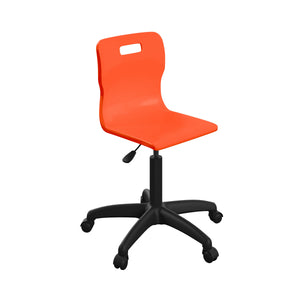 Titan Swivel Senior Chair with Plastic Base and Castors Size 5-6 | Orange/Black