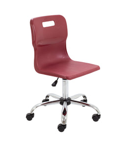 Titan Swivel Senior Chair with Chrome Base and Castors Size 5-6 | Burgundy/Chrome