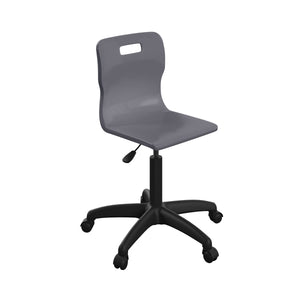 Titan Swivel Senior Chair with Plastic Base and Castors Size 5-6 | Charcoal/Black