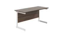 Load image into Gallery viewer, Single Upright Rectangular Desk: 600mm Deep | 1400X600 | Dark Walnut/White