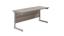 Load image into Gallery viewer, Single Upright Rectangular Desk: 600mm Deep | 1600X600 | Grey Oak/Silver