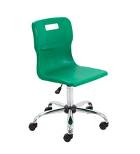 Load image into Gallery viewer, Titan Swivel Senior Chair with Chrome Base and Castors Size 5-6 | Green/Chrome