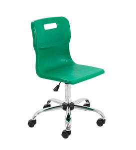 Titan Swivel Senior Chair with Chrome Base and Castors Size 5-6 | Green/Chrome