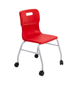 Titan Move 4 Leg Chair With Castors | Red