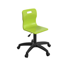 Load image into Gallery viewer, Titan Swivel Junior Chair with Plastic Base and Castors Size 3-4 | Lime/Black