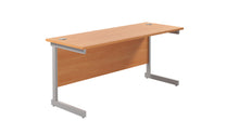 Load image into Gallery viewer, Single Upright Rectangular Desk: 600mm Deep | 1600X600 | Beech/Silver