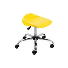 Load image into Gallery viewer, Titan Swivel Senior Stool with Chrome Base and Castors Size 5-6 | Yellow/Chrome