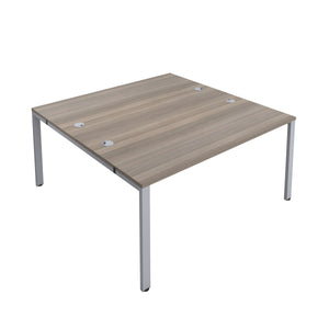 CB Bench with Cable Ports: 2 Person | 1200 X 800 | Grey Oak/Silver