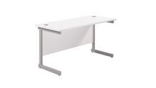 Load image into Gallery viewer, Single Upright Rectangular Desk: 600mm Deep | 1400X600 | White/Silver