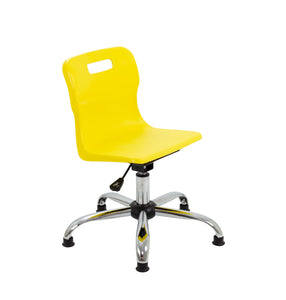 Titan Swivel Junior Chair with Chrome Base and Glides Size 3-4 | Yellow/Chrome