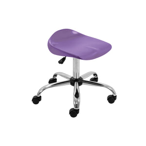 Titan Swivel Senior Stool with Chrome Base and Castors Size 5-6 | Purple/Chrome