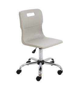 Titan Swivel Senior Chair with Chrome Base and Castors Size 5-6 | Grey/Chrome