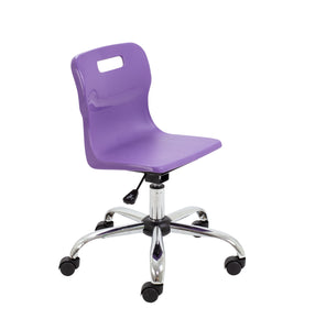 Titan Swivel Junior Chair with Chrome Base and Castors Size 3-4 | Purple/Chrome