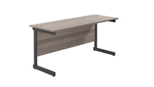 Load image into Gallery viewer, Single Upright Rectangular Desk: 600mm Deep | 1800X600 | Grey Oak/Black