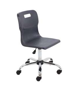 Titan Swivel Senior Chair with Chrome Base and Castors Size 5-6 | Charcoal/Chrome