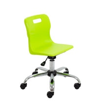 Load image into Gallery viewer, Titan Swivel Junior Chair with Chrome Base and Castors Size 3-4 | Lime/Chrome