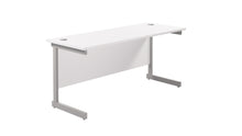Load image into Gallery viewer, Single Upright Rectangular Desk: 600mm Deep | 1600X600 | White/Silver