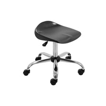 Load image into Gallery viewer, Titan Swivel Senior Stool with Chrome Base and Castors Size 5-6 | Black/Chrome