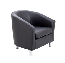 Load image into Gallery viewer, Tub Armchair with Metal Feet | Black PU