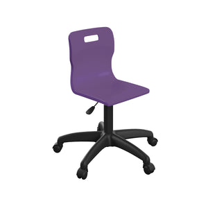 Titan Swivel Junior Chair with Plastic Base and Castors Size 3-4 | Purple/Black