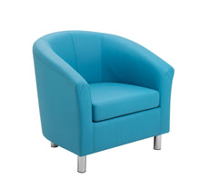 Load image into Gallery viewer, Tub Armchair with Metal Feet | Sky Blue PU