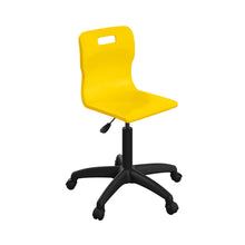 Load image into Gallery viewer, Titan Swivel Senior Chair with Plastic Base and Castors Size 5-6 | Yellow/Black