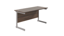 Load image into Gallery viewer, Single Upright Rectangular Desk: 600mm Deep | 1400X600 | Dark Walnut/Silver