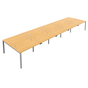 CB Bench with Cable Ports: 10 Person | 1200 X 800 | Nova Oak/Silver