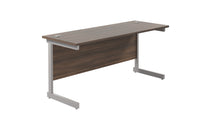 Load image into Gallery viewer, Single Upright Rectangular Desk: 600mm Deep | 1800X600 | Dark Walnut/Silver