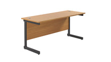 Load image into Gallery viewer, Single Upright Rectangular Desk: 600mm Deep | 1800X600 | Nova Oak/Black