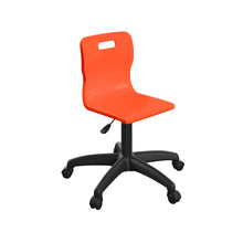 Load image into Gallery viewer, Titan Swivel Junior Chair with Plastic Base and Castors Size 3-4 | Orange/Black