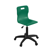 Load image into Gallery viewer, Titan Swivel Senior Chair with Plastic Base and Castors Size 5-6 | Green/Black