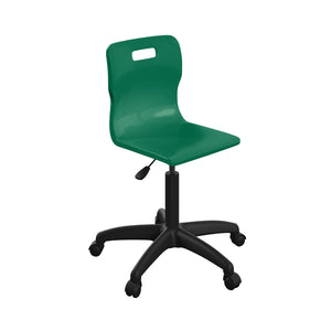 Titan Swivel Senior Chair with Plastic Base and Castors Size 5-6 | Green/Black