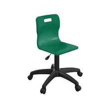 Load image into Gallery viewer, Titan Swivel Junior Chair with Plastic Base and Castors Size 3-4 | Green/Black