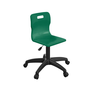 Titan Swivel Junior Chair with Plastic Base and Castors Size 3-4 | Green/Black