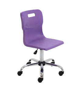 Titan Swivel Senior Chair with Chrome Base and Castors Size 5-6 | Purple/Chrome