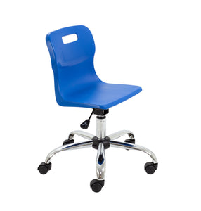 Titan Swivel Junior Chair with Chrome Base and Castors Size 3-4 | Blue/Chrome