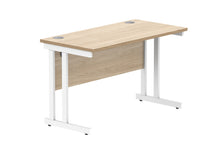 Load image into Gallery viewer, Office Rectangular Desk With Steel Double Upright Cantilever Frame | 1200X600 | Canadian Oak/White