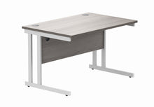 Load image into Gallery viewer, Office Rectangular Desk With Steel Double Upright Cantilever Frame | 1200X800 | Alaskan Grey Oak/White