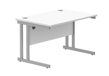 Load image into Gallery viewer, Office Rectangular Desk With Steel Double Upright Cantilever Frame | 1200X800 | Arctic White/Silver