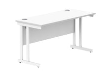 Load image into Gallery viewer, Office Rectangular Desk With Steel Double Upright Cantilever Frame | 1400X600 | Arctic White/White
