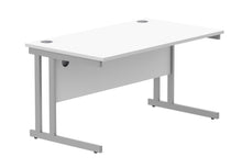 Load image into Gallery viewer, Office Rectangular Desk With Steel Double Upright Cantilever Frame | 1400X800 | Arctic White/Silver