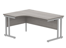 Load image into Gallery viewer, Office Left Hand Corner Desk With Steel Double Upright Cantilever Frame | 1600X1200 | Alaskan Grey Oak/Silver