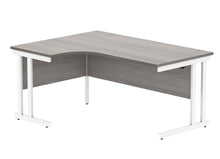 Load image into Gallery viewer, Office Left Hand Corner Desk With Steel Double Upright Cantilever Frame | 1600X1200 | Alaskan Grey Oak/White