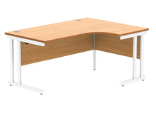 Load image into Gallery viewer, Office Right Hand Corner Desk With Steel Double Upright Cantilever Frame | 1600X1200 | Norwegian Beech/White