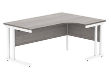 Load image into Gallery viewer, Office Right Hand Corner Desk With Steel Double Upright Cantilever Frame | 1600X1200 | Alaskan Grey Oak/White